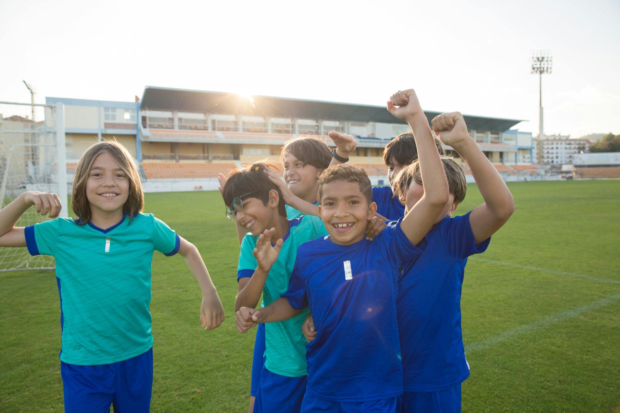 Kids happy at soccer practice